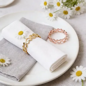 Ronds De Serviette En Forme De Cœur Alliage Métal Évidé Décoration De Table Pour Mariage Saint Valentin