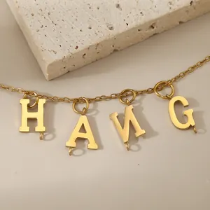 Elegant 316L stainless steel gold uppercase letter charms for DIY jewelry making