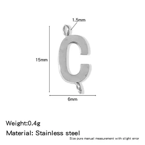 Detailed technical specifications for 316L stainless steel letter C jewelry pendant