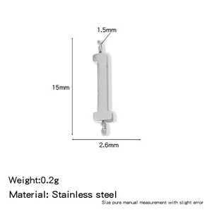 Detailed measurements for stainless steel number 1 pendant charm with dimensions.