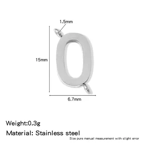 Detailed 316L stainless steel letter O pendant dimensions and weight specifications