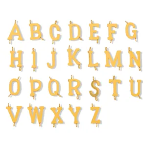 Set of gold 316L stainless steel uppercase A-Z alphabet charms for DIY jewelry making