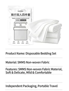 Detailed specifications of disposable double travel bedding set in non-woven fabric