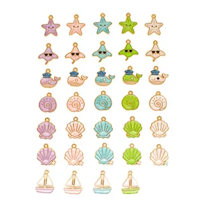 Colorful ocean series alloy enamel charms set for DIY jewelry making and handmade crafts