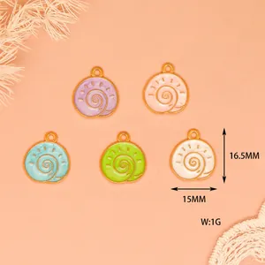Ocean series alloy shell charms for jewelry making showing size 16.5x15mm and weight 1g