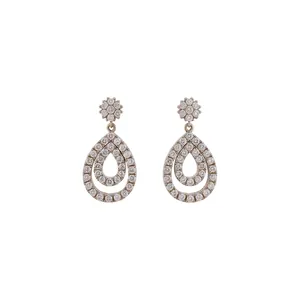 Elegant sparkly teardrop stud earrings featuring cubic zirconia and a floral design