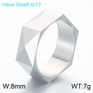 Minimalistischer geometrisch facettierter Edelstahlring für Herren, 8 mm breit, matt