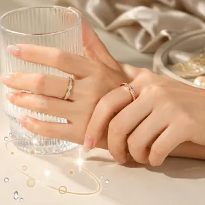 Titanium steel starry sky ring with sparkling zircon for a classic luxury look