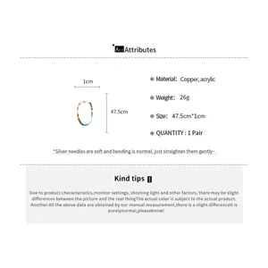 Detailed product specifications for this rainbow acrylic beaded clavicle necklace in copper