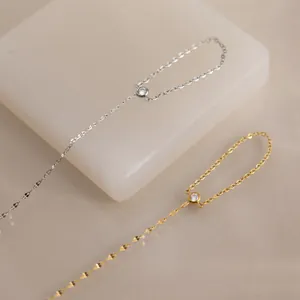 Bracciale da dito minimalista in acciaio inossidabile con pietra CZ in oro e argento
