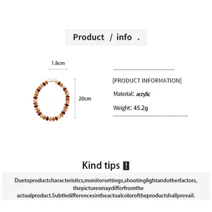 Detailed product info for retro acrylic marbled necklace with size and weight specs.