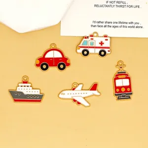 DIY Legering Vervoer Charms Auto Vliegtuig Boot Trein Ambulance Emaille Druppelolie Sieraden Maken Hangers Accessoires