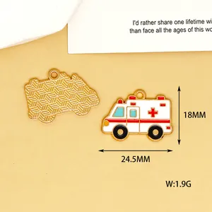 Gedetailleerde weergave van ambulancebedeltje met afmetingen 24,5x18mm, voor-achterkant.