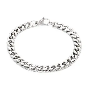 Minimalistisches Edelstahl-Panzerarmband mit Karabinerverschluss für Damen und Herren