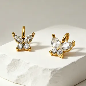 Fashion 316 Stainless Steel Butterfly Pendant With Zirconia Inlaid Gold Plated DIY Accessory For Women Elegant Jewelry Accessory