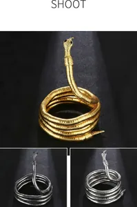 Flexible golden and silver snake-shaped wrap accessory for necklace or bracelet styling