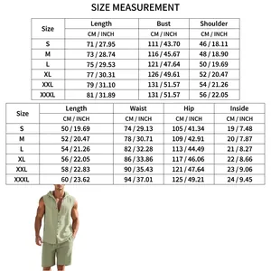 Tabella taglie dettagliata per set uomo camicia con cappuccio senza maniche e short