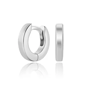 Minimalist S925 sterling silver hoop earrings with a smooth polished finish and classic design