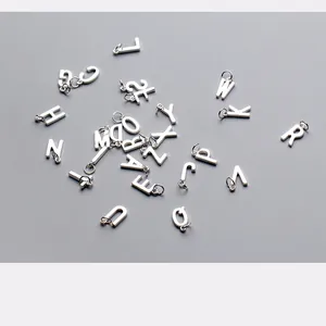 Breloques pendentifs 26 lettres en argent sterling S925 pour bijoux DIY