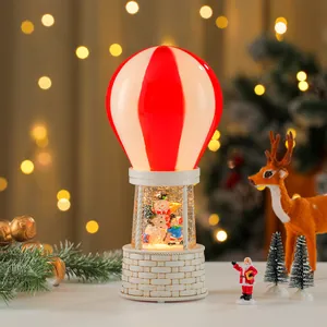 Festive Christmas hot air balloon water globe snowing night light gift home decor