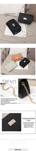 Detailed view of a chic square chain crossbody bag featuring golden hardware and a secure twist-lock.