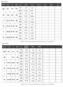 Detailed size chart for women's yoga sports camisole and long pants matching set