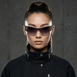 Lunettes de soleil œil de chat métalliques futuristes avec protection UV hip-hop
