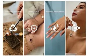 Detailed view of skin-friendly and waterproof gold-plated stainless steel jewelry.