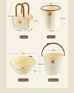 Dimensions of cartoon plastic basket, trash can, washbasin, and bucket set for students
