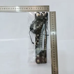 Set of 4 punk style men's leather bracelets featuring metal rivets, skulls, and beads