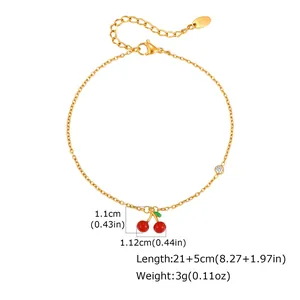 Detailed specs of 18K gold plated zircon cherry necklace with dimensions and weight