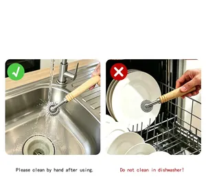 Detail showing zinc alloy ravioli cutter cleaning instructions for hand wash only.