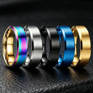 Roestvrij Stalen Geborstelde Ring Met Geëtste Spelelement Symbolen Unisex Mode Vingerring Sieraden Cadeau