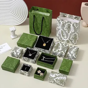 Jewelry Gift Boxes Vintage Floral Pattern Cardboard Necklace Earring Ring Packaging Case For Display And Storage
