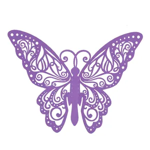 Décoration de papillon violet creux découpé au laser pour le gâteau et la fête de mariage