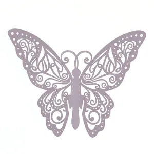 Vue détaillée de la décoration papillon creuse lavande découpée au laser pour tables