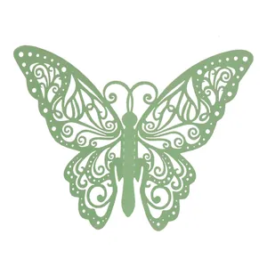 Détail d'un papillon vert clair découpé au laser pour décoration de gâteaux et mariages