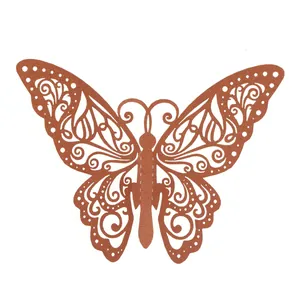 Décoration papillon évidée découpée au laser avec une finition cuivre métallique