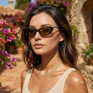 Cat Eye Sunglasses For Women Retro Triangle Plastic Metal Frame UV400 Protection Vintage Trendy Hip Hop Eyewear