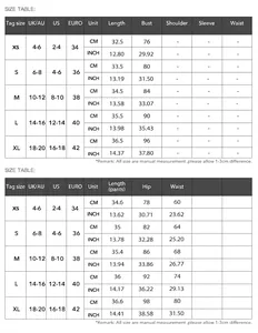 Detailed size chart for women's yoga set with bust, waist and hip measurements in cm and inch