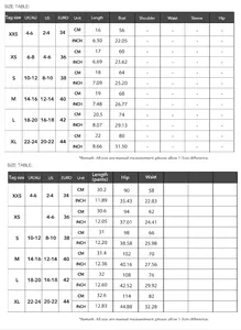 Professional size chart for Y2K lace camisole and shorts set with CM and INCH measurements