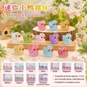Miniature Resin Duck Figurines With Glitter For Micro Landscape Dollhouse Garden Decoration DIY Craft Accessories Cute Tiny Ornaments
