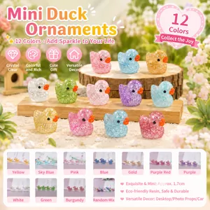 Miniature Resin Duck Figurines With Glitter For Micro Landscape Dollhouse Garden Decoration DIY Craft Accessories Cute Tiny Ornaments