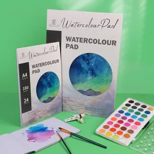 Professional heavyweight watercolor paper art pad with palette and brushes set