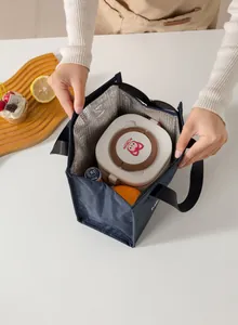 Close-up view of a large capacity insulated lunch bag showing its thermal foil interior