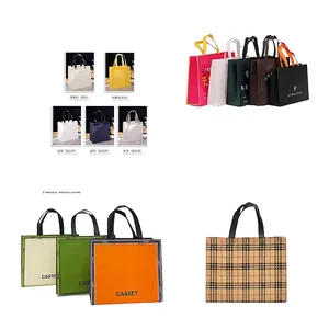 Variety of colorful waterproof non-woven gift bags and shopping totes with handles.