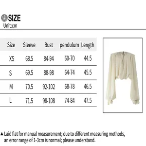 Detailed size guide for off-shoulder lantern sleeve lace-up loose women blouse in cm