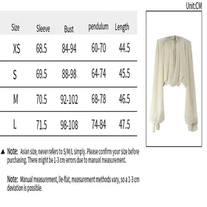 Comprehensive size chart for off-shoulder lantern sleeve loose blouse in centimeters.