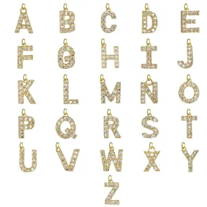Full set of 26 gold-plated alphabet charms with sparkling crystal rhinestone inlay