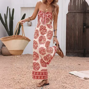 Combinaison bustier bohème à fleurs avec détail noué devant